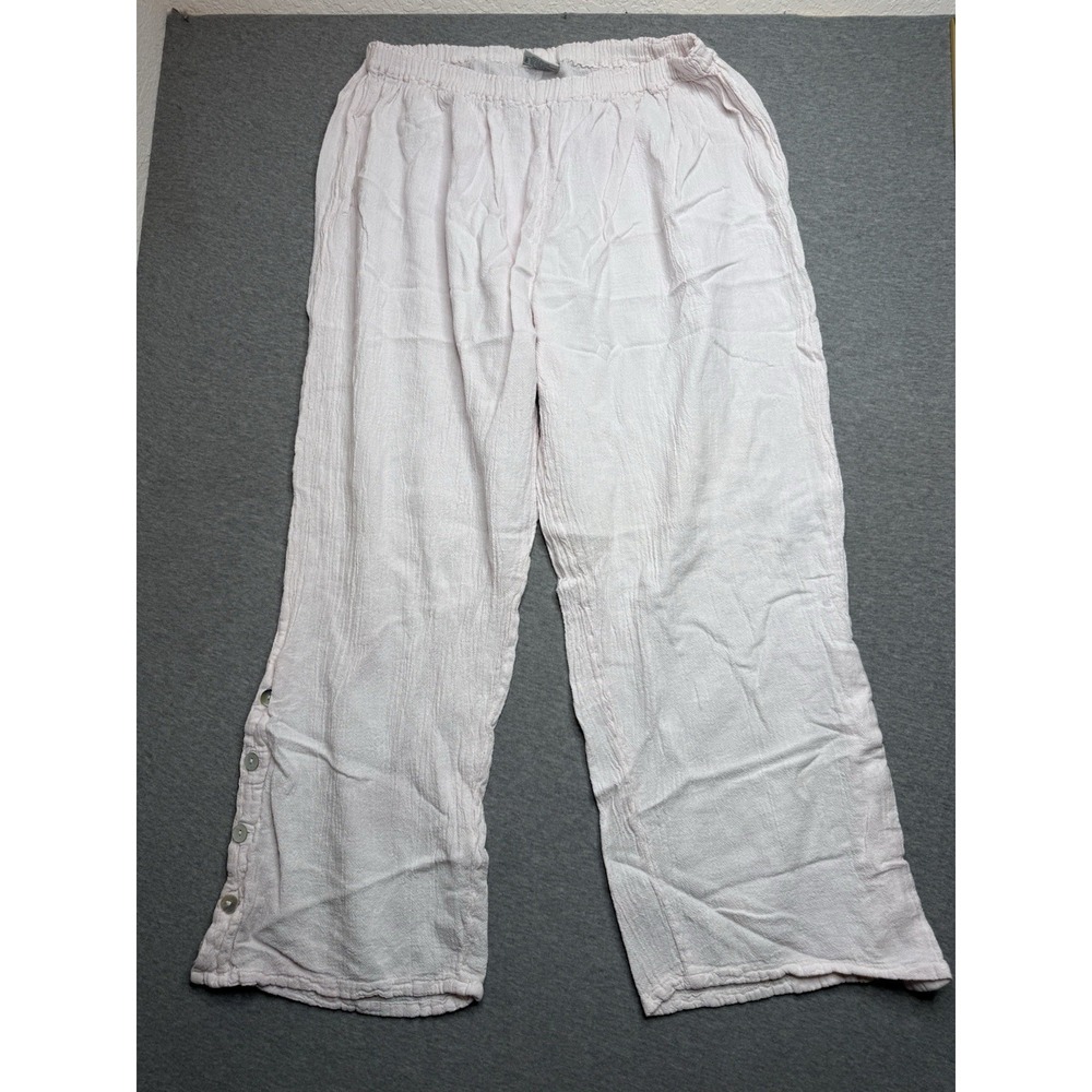Oh My Gauze Women's Sz 2 Pink Cotton Pants Elastic Waist Flare